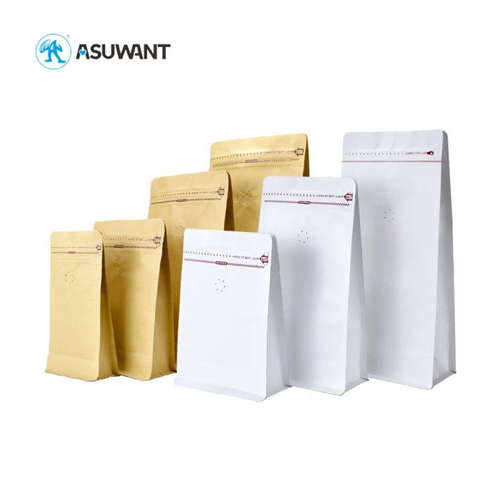 90 Gm Brown Paper Zip Lock Bags Eight Side Sealed For Packing Coffee Bean